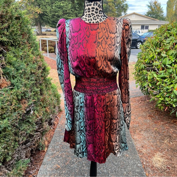 AFRM Violaine Snakeskin print tie dye open back Smock dress Medium - Picture 2 of 5